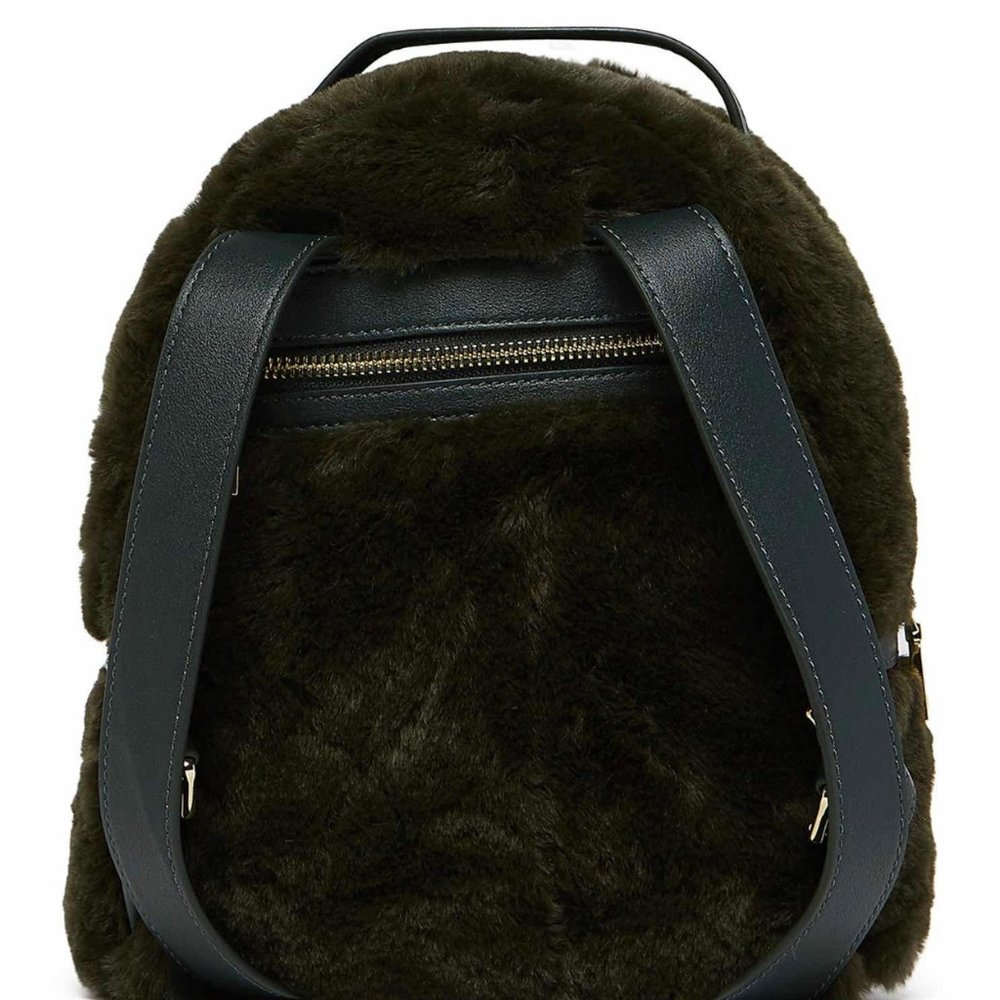 LOVE Moschino Faux Fur Backpack Verde Green - Picture 4 of 5
